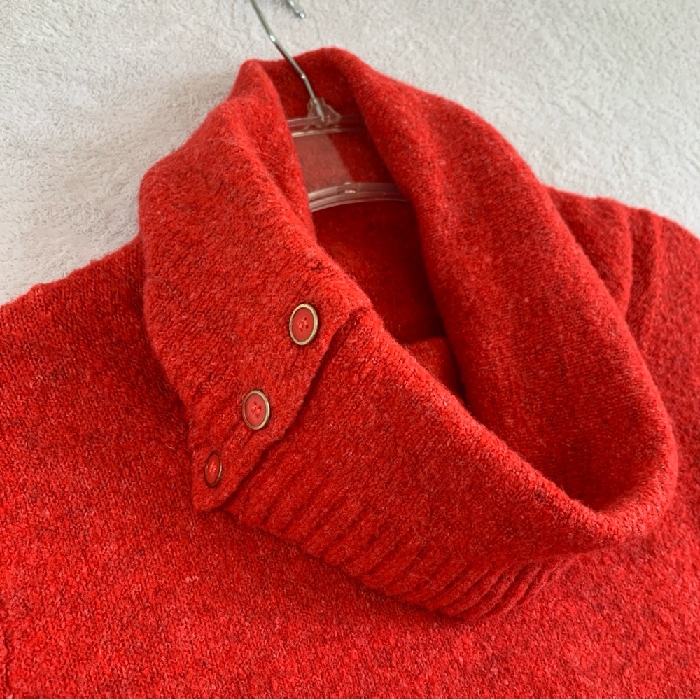 MNG By Mango Women's Size XL Red Long Sleeve Buttoned Turtleneck Knit Sweater - Picture 3 of 10